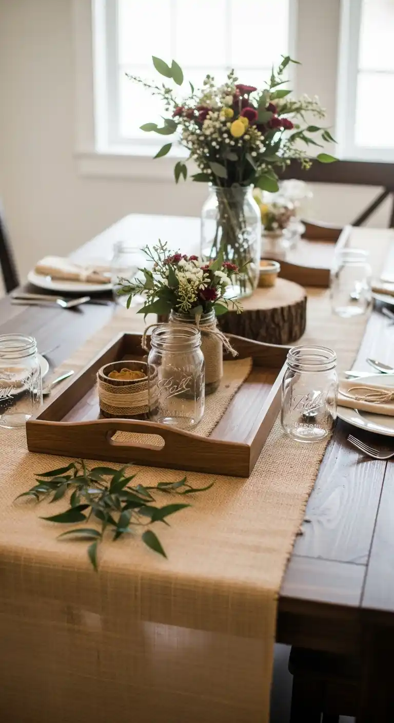 19 Beautiful Bridal Shower Table Looks 18 14. Rustic-Inspired Bridal Shower Table Design