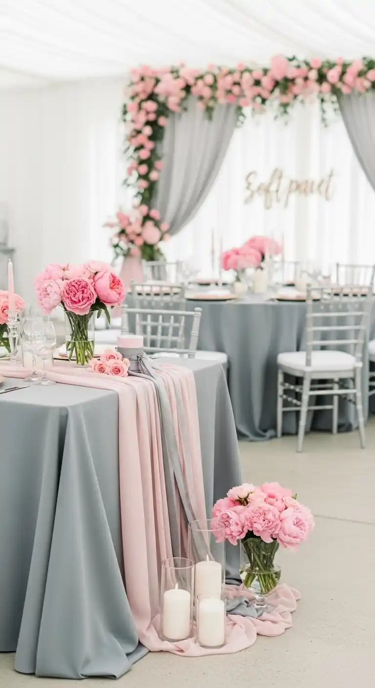 20 Stunning Engagement Party Color Schemes 18 14. Soft Pink and Gray
