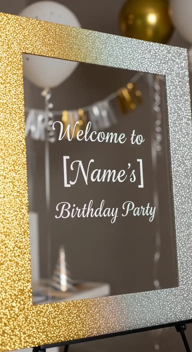 20 Stylish Birthday Party Welcome Boards 19 15. Glitter Frame Birthday Party Welcome Board