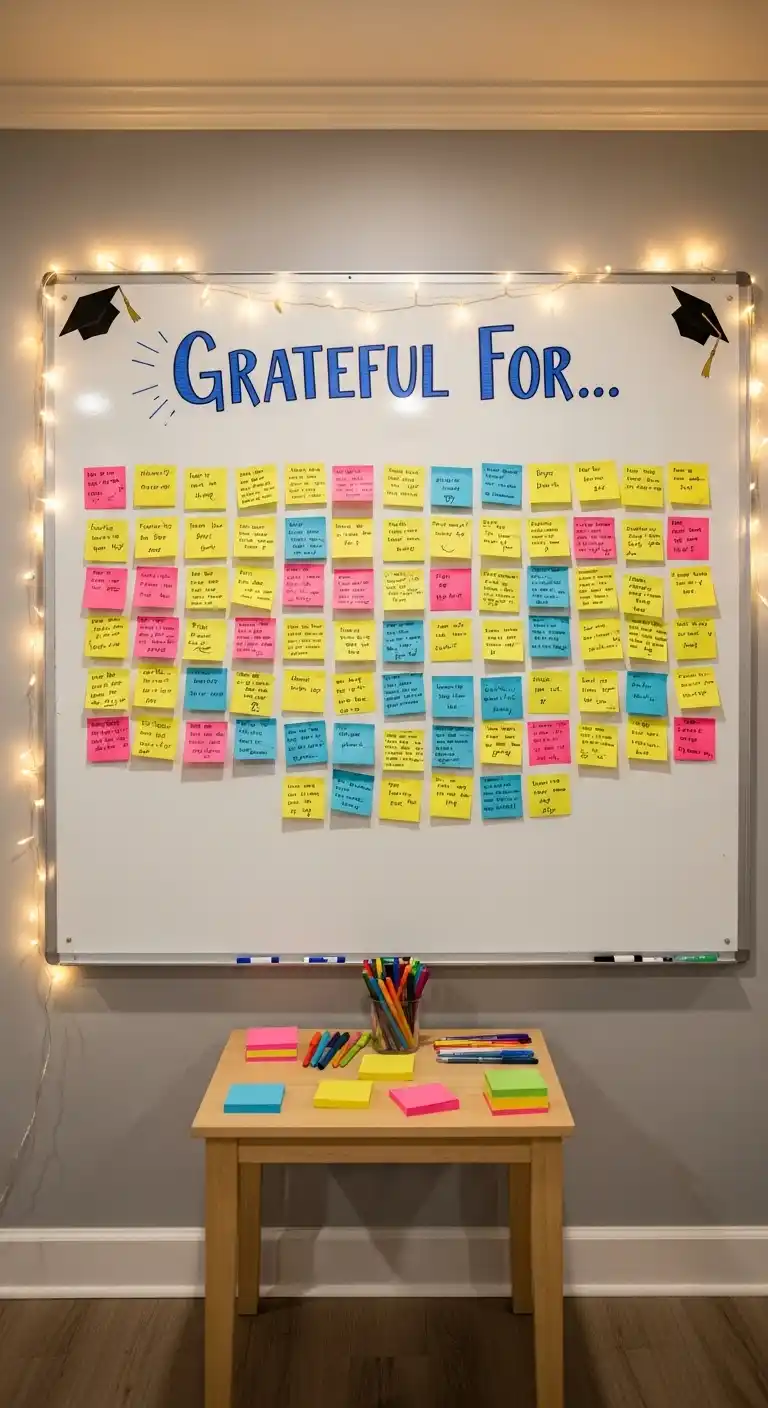 20 Graduation Party Memory Ideas You’ll Treasure 19 15. Graduation Party Memory Ideas Through a Gratitude Wall