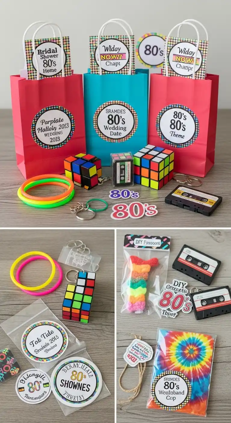Bright & Bold: Bridal Shower 80s Theme Ideas 19 15. Personalized 80s-Inspired Party Favors