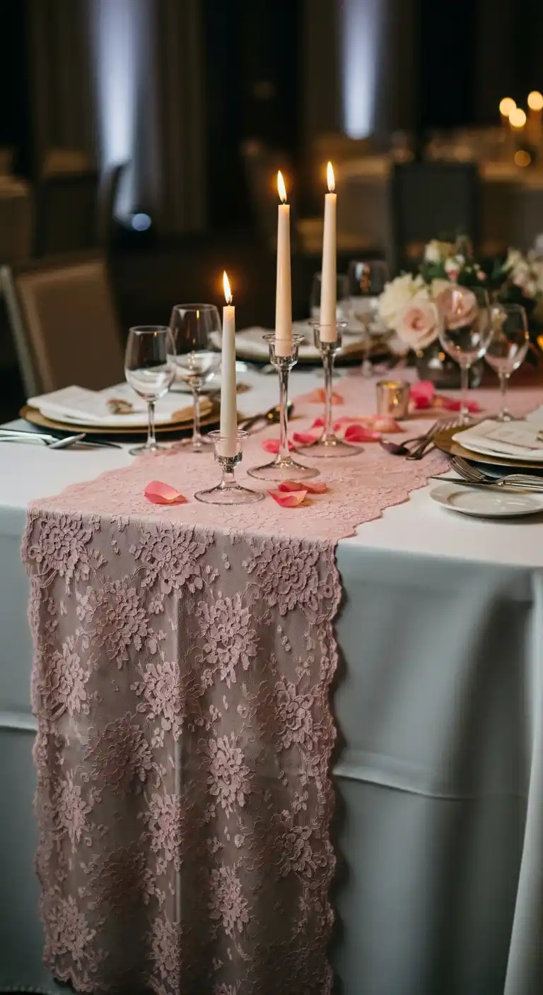 Every Bride Needs These 20 Pink Wedding Reception Ideas 18 15. Pink Table Runners and Overlays