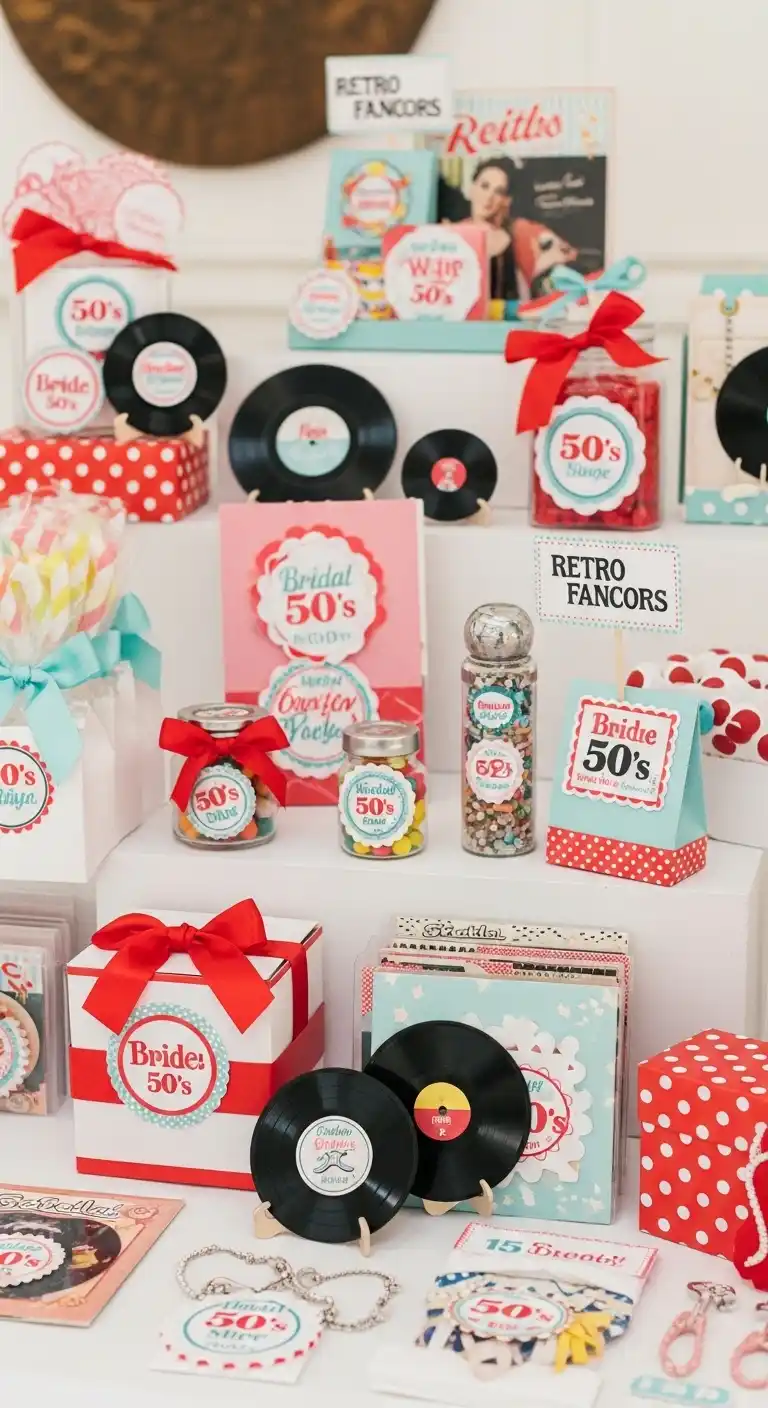 Easy Ways to Style a Bridal Shower 50s Theme 19 15. Retro Party Favors