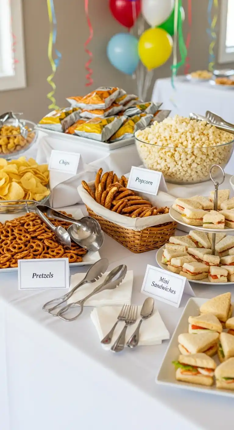 21 Graduation Party Set Up Ideas That Are Fun and Stylish 19 15. Snack and Treat Stations With Labels