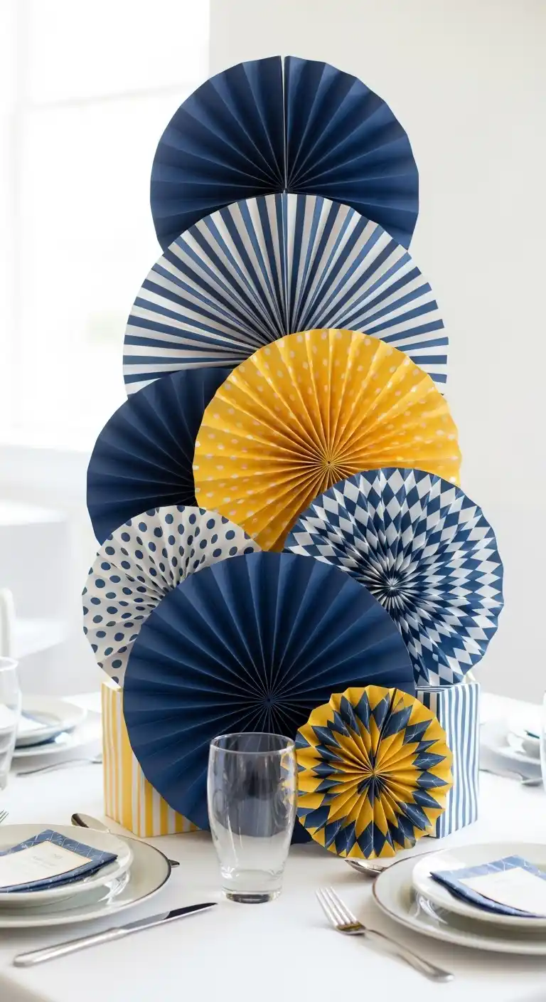 21 Stylish Graduation Party Table Centerpieces 19 15. Themed DIY Paper Fans