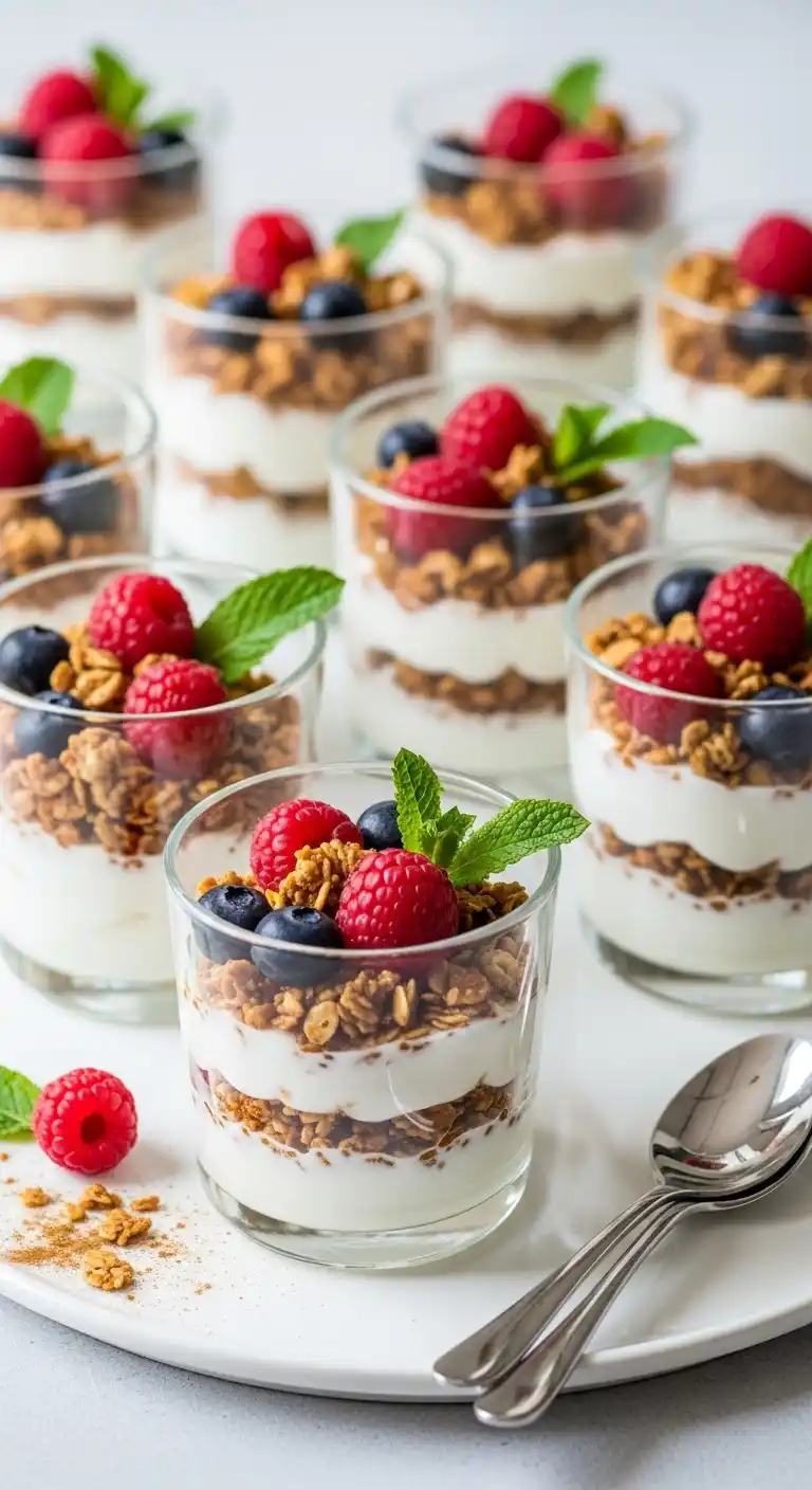 17 Easy Bridal Shower Menu Ideas to Try 19 15. Yogurt Parfaits with Granola and Berries