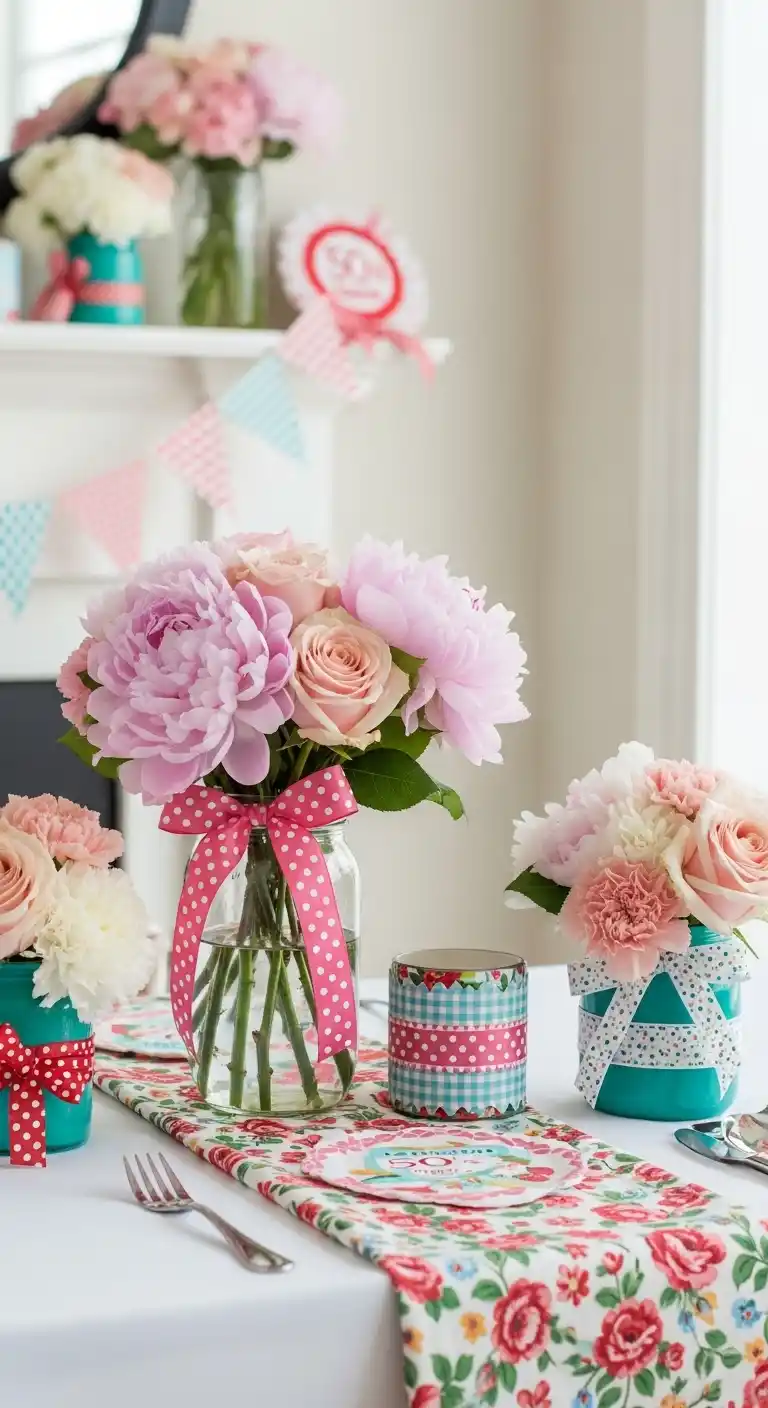 Easy Ways to Style a Bridal Shower 50s Theme 20 16. 50s-Inspired Floral Arrangements