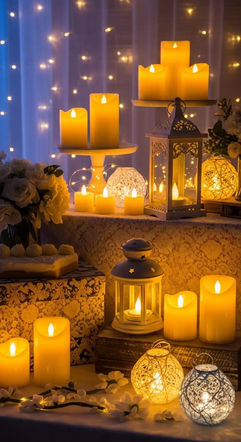 Bridal Shower Accessories Ideas for Every Theme 20 16. Decorative Candles and Lighting Accents