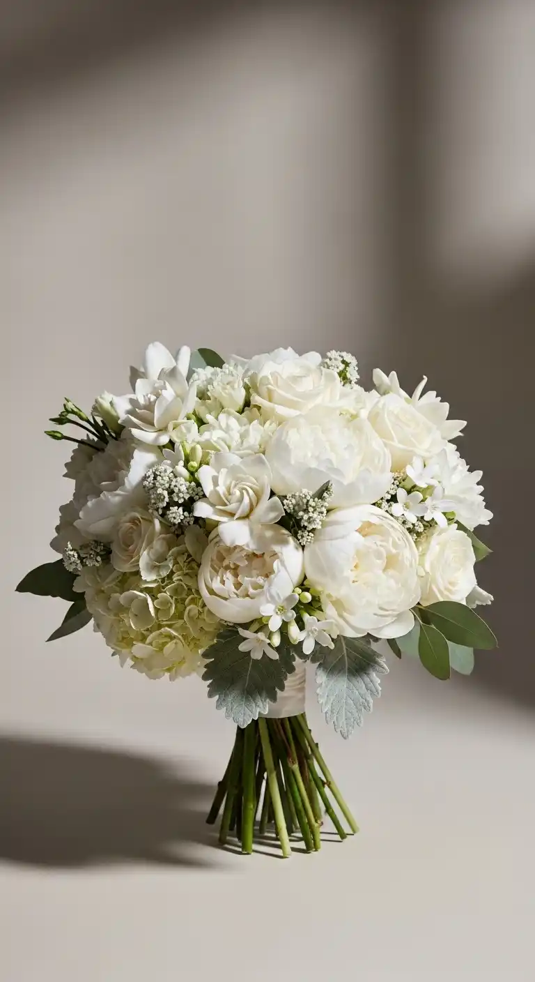 17 Gorgeous White Wedding Bouquets to Inspire 20 16. Luxe White Wedding Bouquets with Statement Blooms