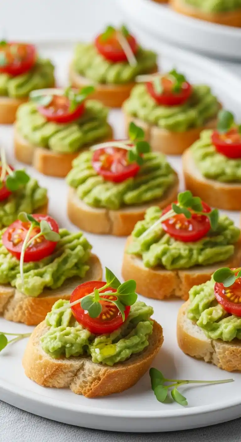Easy Engagement Party Snacks That Steal the Show 20 16. Mini Avocado Toasts