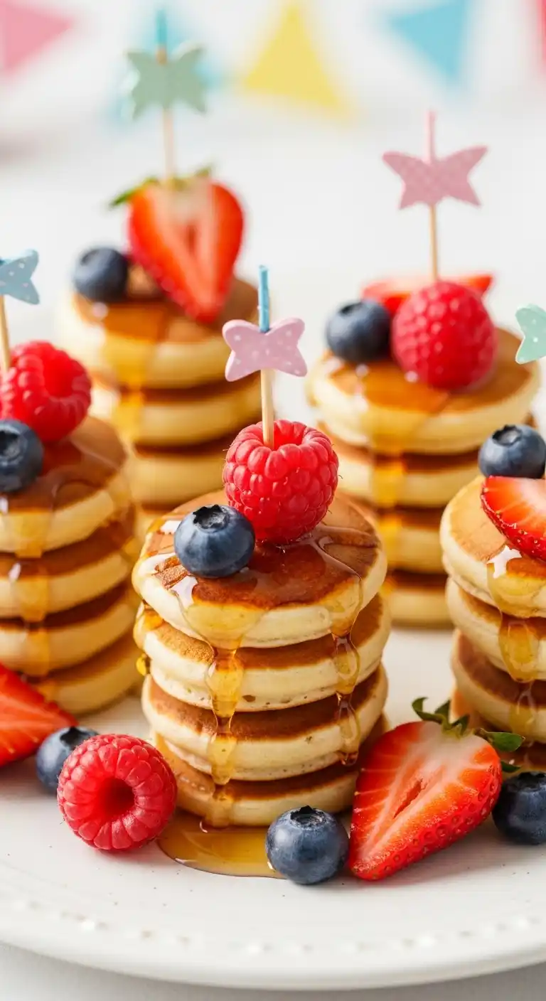 Creative Birthday Party Snack Ideas on a Budget 20 16. Mini Pancake Stack Bites