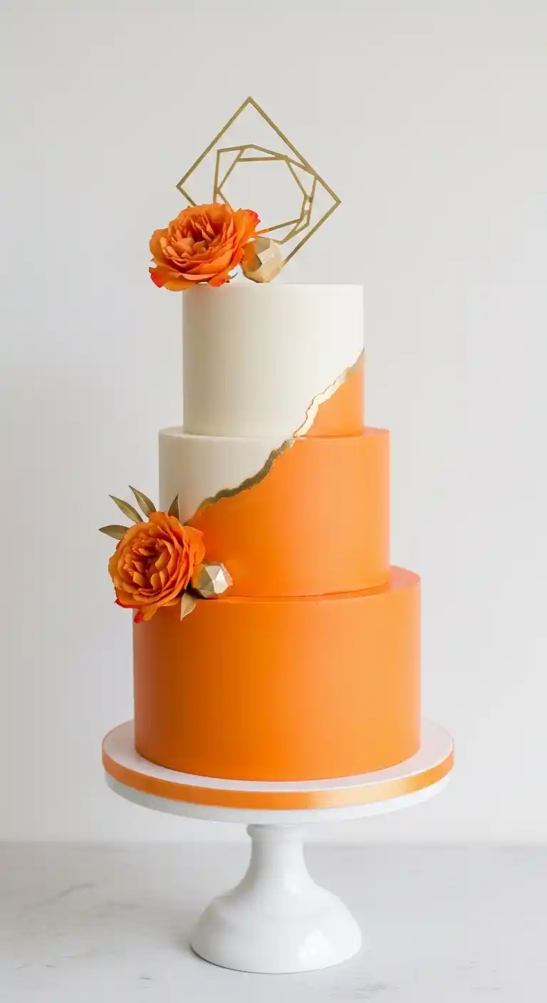 Orange Wedding Cakes That Steal the Spotlight 20 16. Minimalist Orange Cake