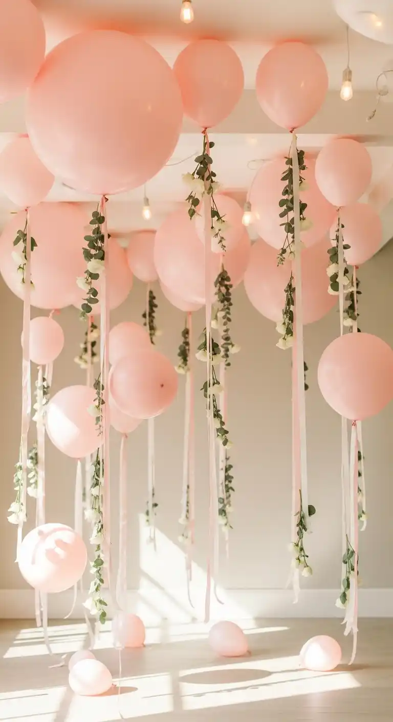 Every Bride Needs These 20 Pink Wedding Reception Ideas 19 16. Pink Balloons and Hanging Décor