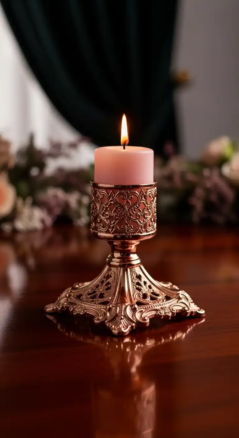 17 Rose Gold Wedding Ideas You’ll Adore 19 16. Rose Gold Wedding Candles for Warmth and Ambiance