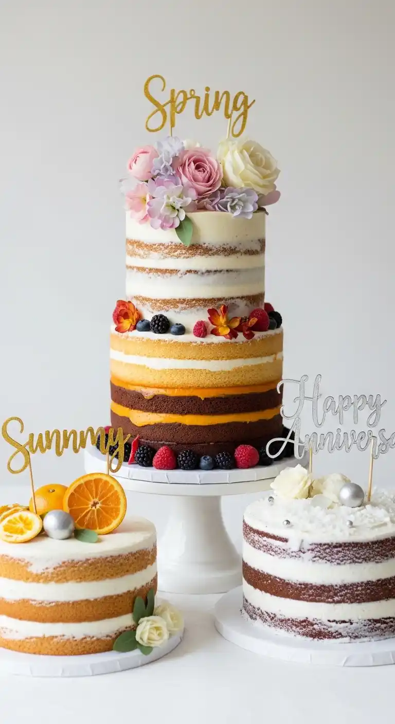 Wedding Anniversary Cake Designs for Every Style 20 16. Seasonal-Themed Wedding Anniversary Cake Design