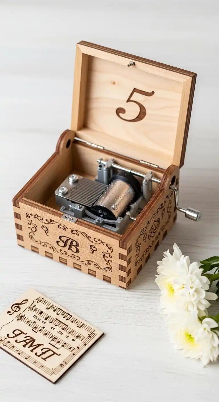 20 Unique 5th Wedding Anniversary Celebration Ideas 20 16. Wooden Music Box with a Favorite Song