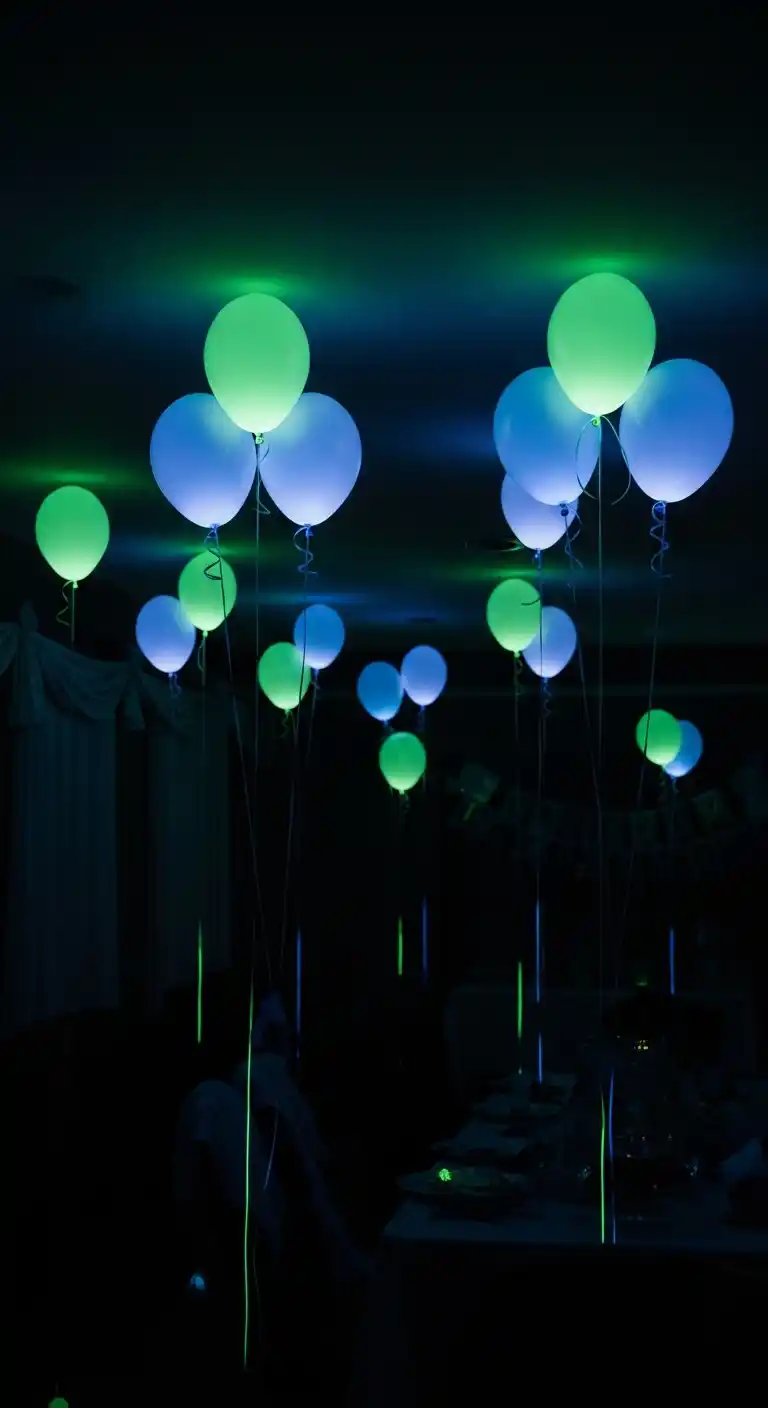 21 Stunning Birthday Party Balloon Decorations on a Budget 21 17. Glow-in-the-Dark Balloons