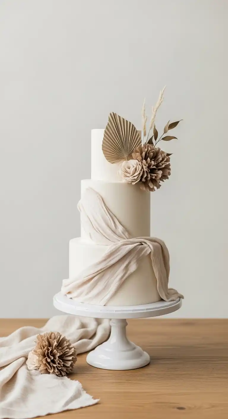 17 Neutral Wedding Cake Designs for a Timeless Look 20 17. Neutral Wedding Cake Designs Inspired by Natural Elements