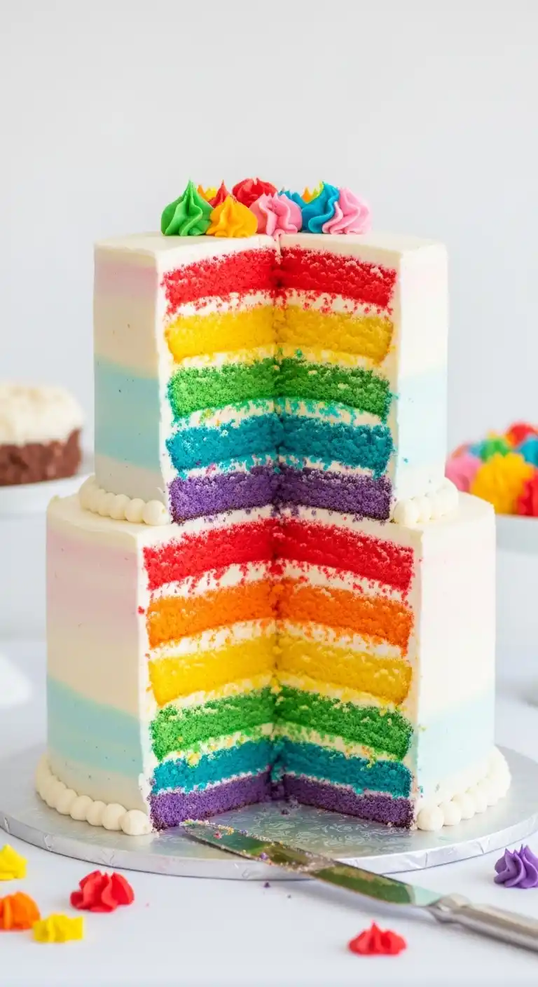 Engagement Party Cake Styles That Wow 21 17. Rainbow Layer Cake