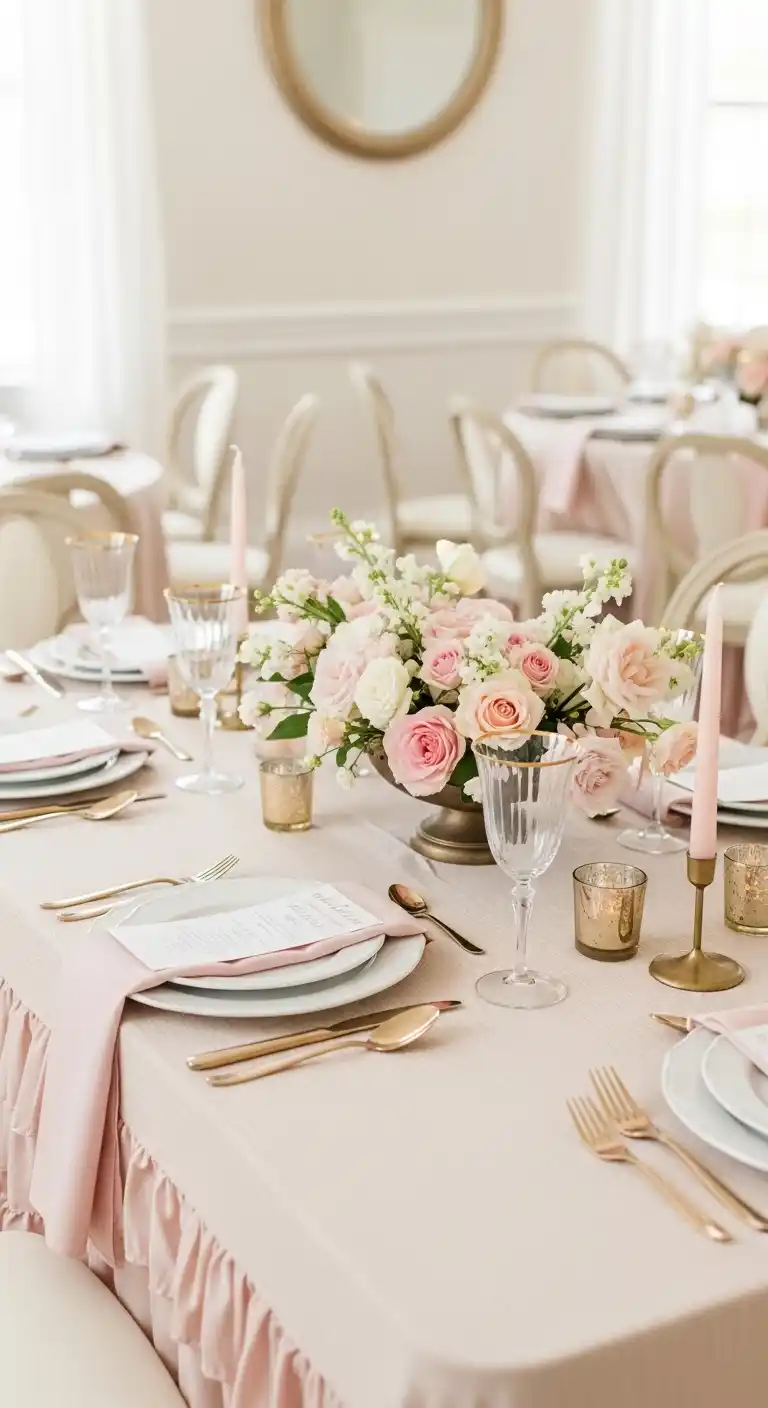 19 Beautiful Bridal Shower Table Looks 21 17. Soft Feminine Bridal Shower Table Aesthetic