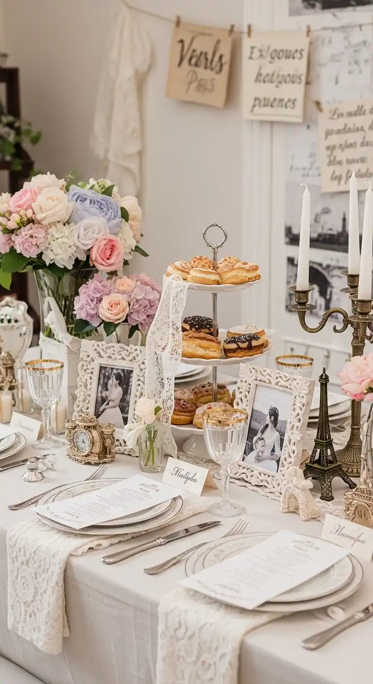 19 Charming Bridal Shower Vintage Theme 21 17. Vintage Parisian Theme