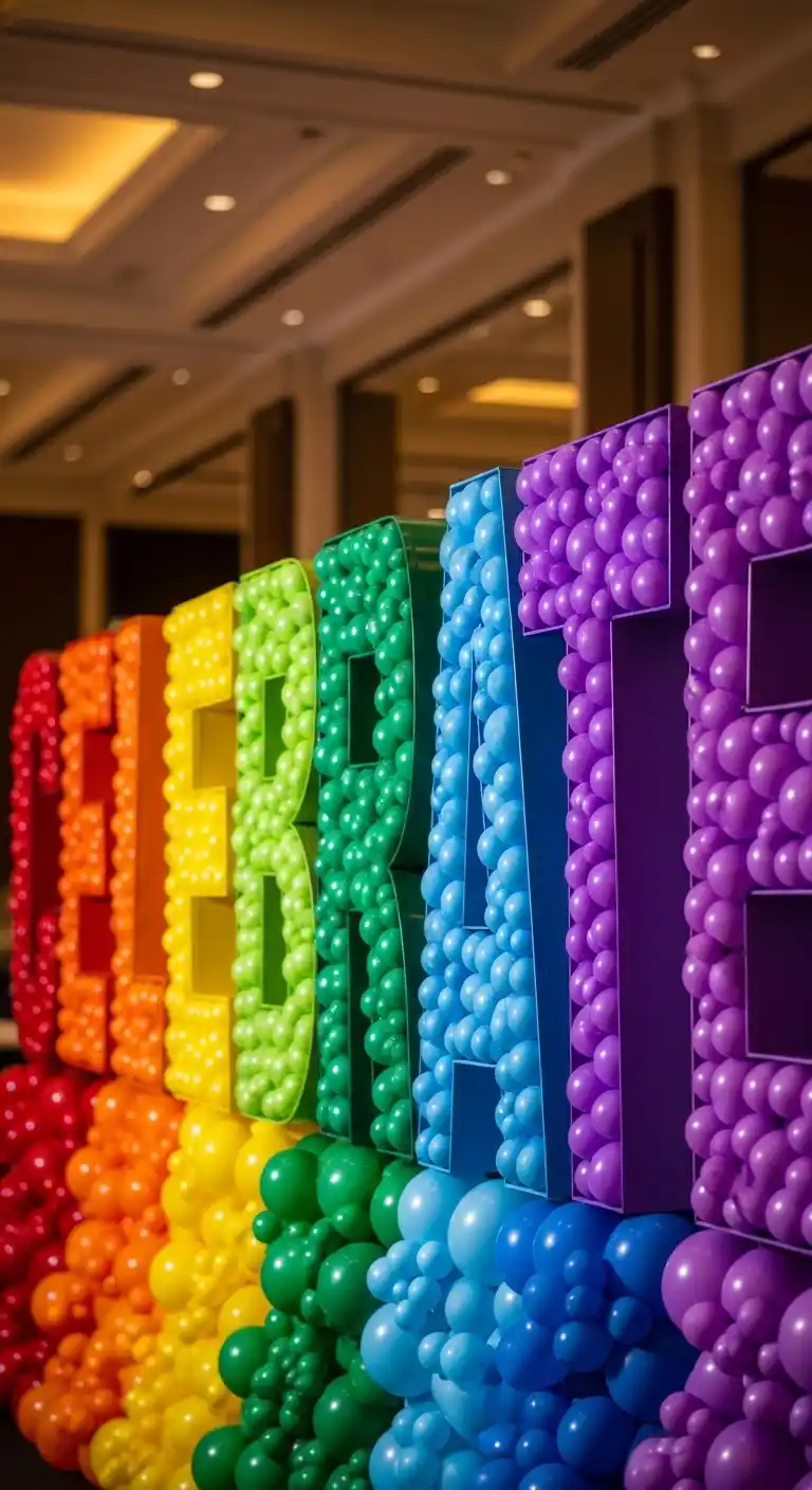 21 Stunning Birthday Party Balloon Decorations on a Budget 22 18. Balloon Wall Letters