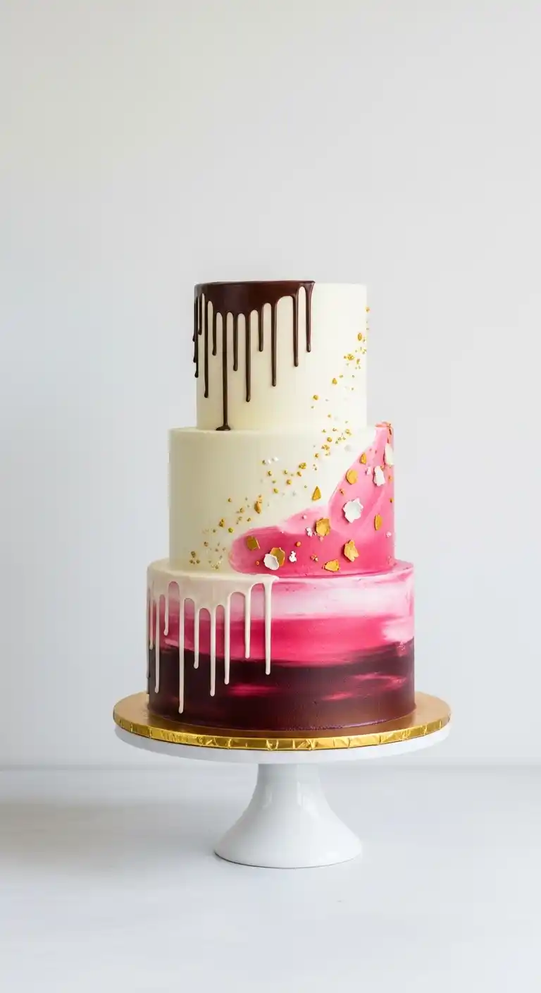 Wedding Anniversary Cake Designs for Every Style 22 18. Minimalist Two-Tone Wedding Anniversary Cake Design