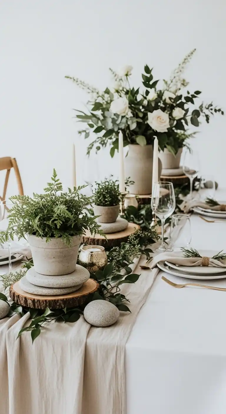 19 Beautiful Bridal Shower Table Looks 22 18. Nature-Inspired Neutral Bridal Shower Table