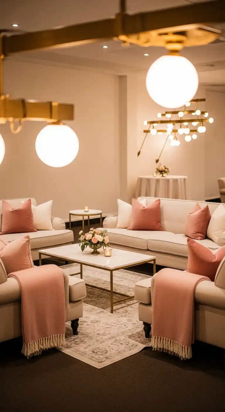 Every Bride Needs These 20 Pink Wedding Reception Ideas 21 18. Pink Accent Pillows or Lounge Areas