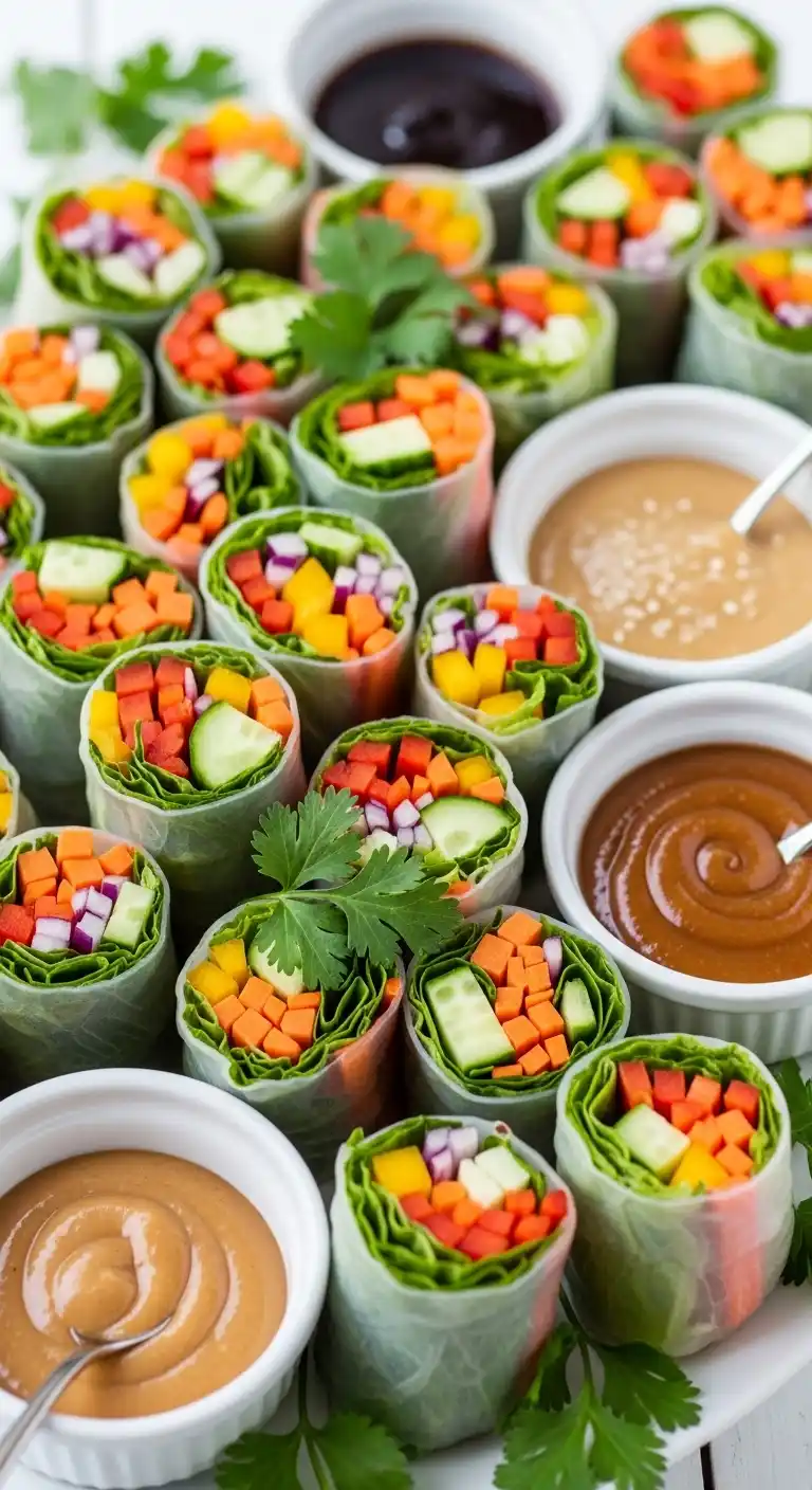 Easy Engagement Party Snacks That Steal the Show 22 18. Rice Paper Veggie Rolls