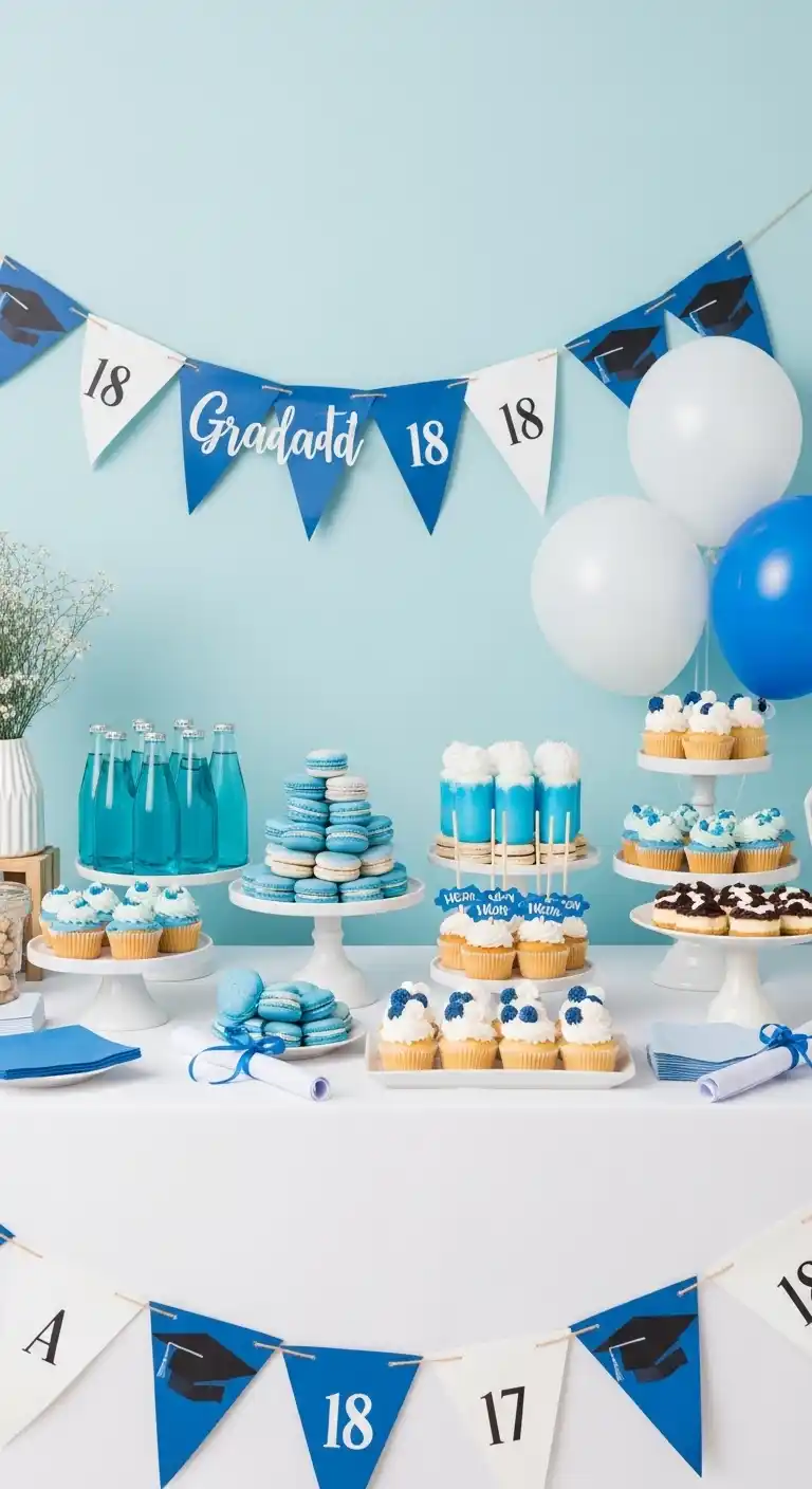 20 Stunning Graduation Party Food Table Looks 22 18. Themed Color Graduation Party Food Table