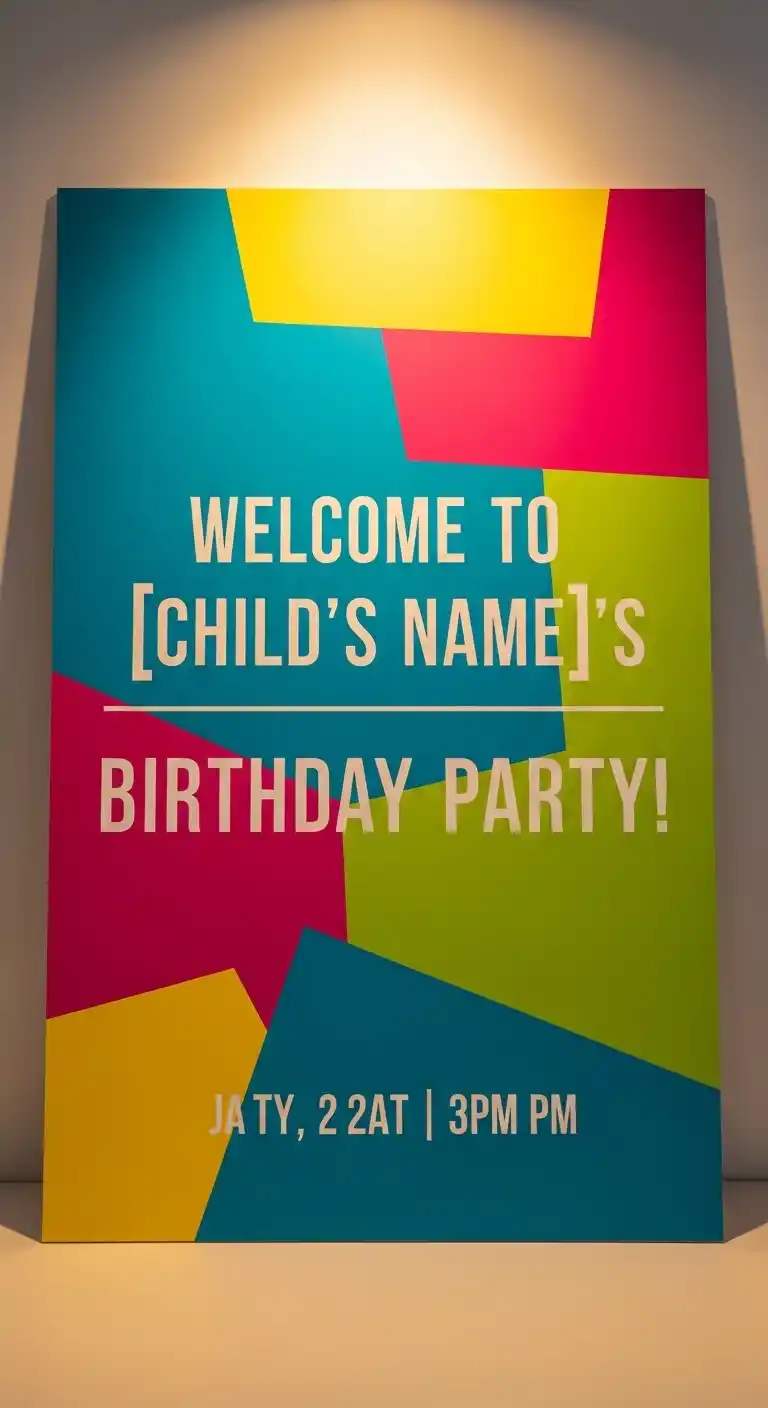 20 Stylish Birthday Party Welcome Boards 23 19. Color Block Birthday Party Welcome Board