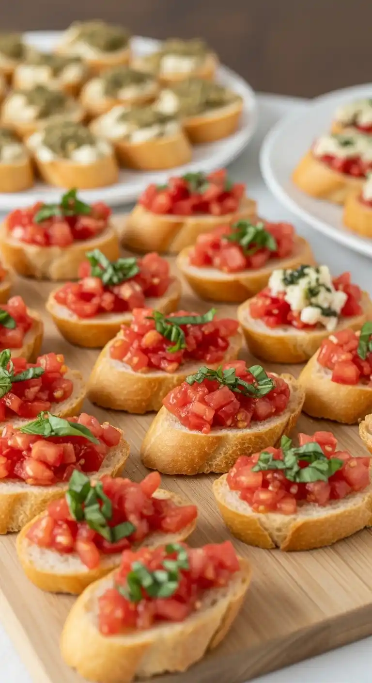 Easy Engagement Party Snacks That Steal the Show 23 19. Mini Bruschetta