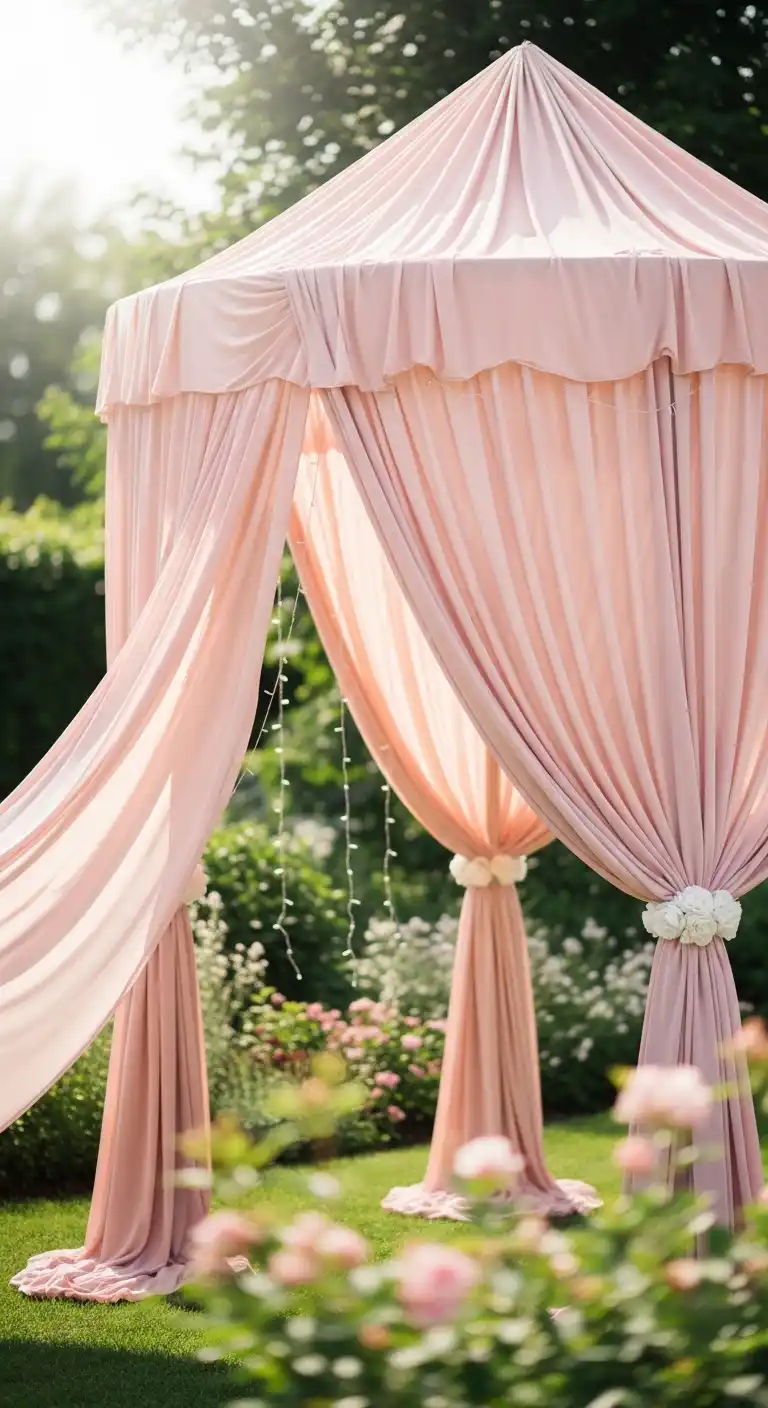 Every Bride Needs These 20 Pink Wedding Reception Ideas 22 19. Pink Draped Canopies or Tents