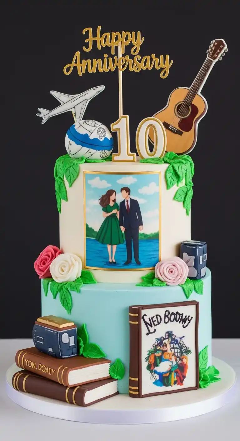 Wedding Anniversary Cake Designs for Every Style 23 19. Themed Anniversary Cake Design Based on Couple’s Interests