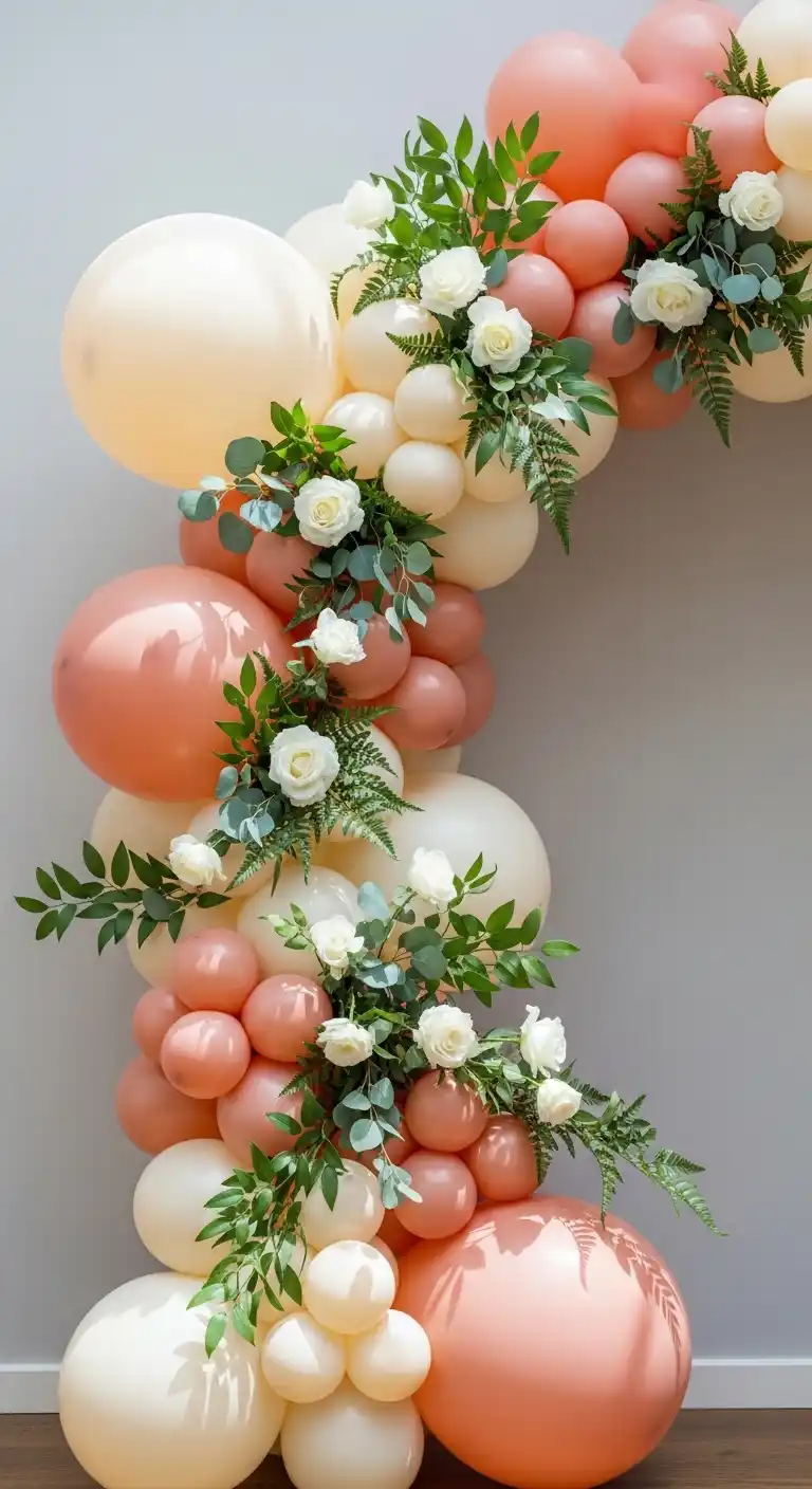 21 Stunning Birthday Party Balloon Decorations on a Budget 6 2. Balloon Garland With Flowers