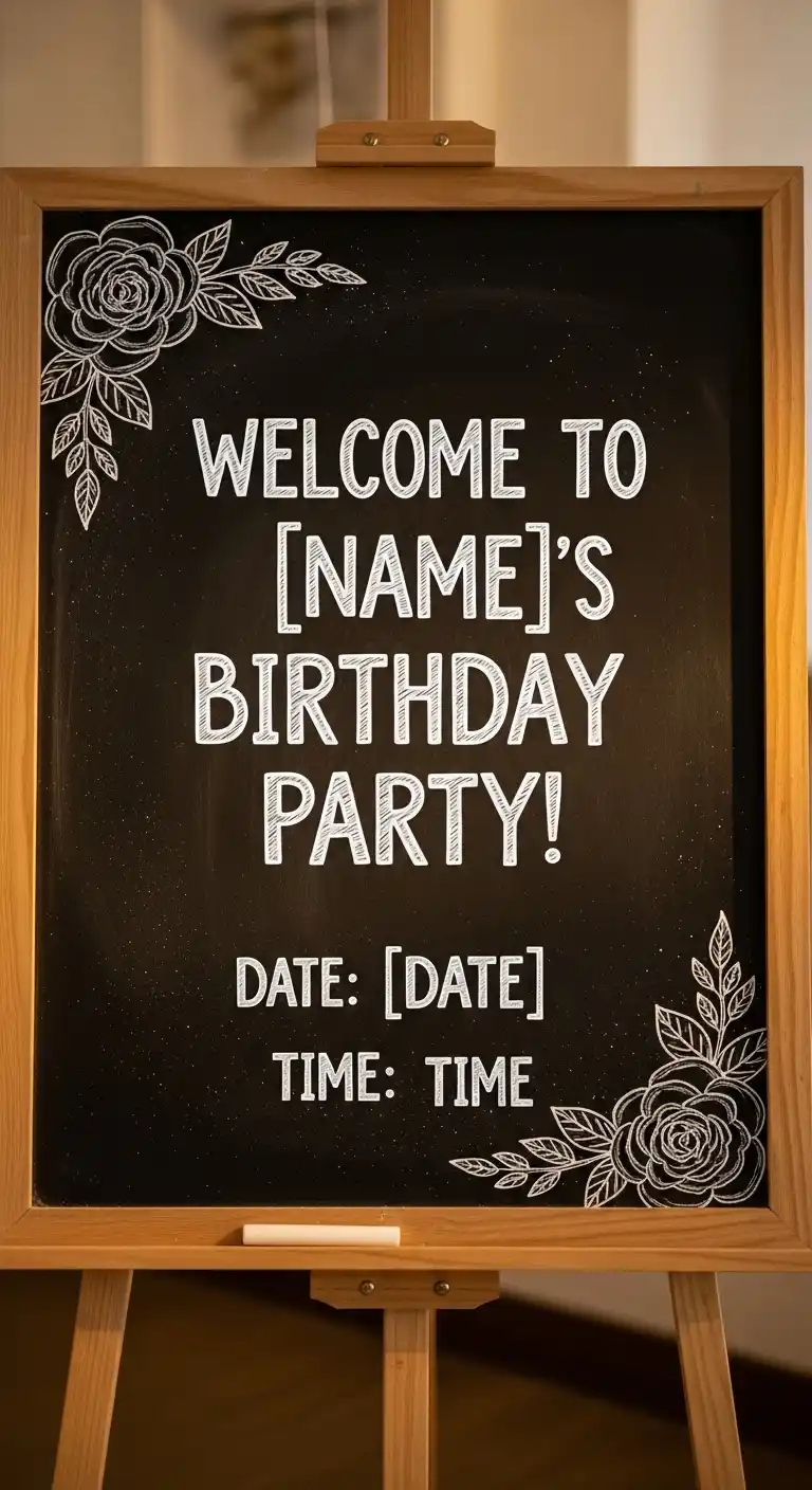 20 Stylish Birthday Party Welcome Boards 6 2. Chalkboard-Style Birthday Party Welcome Board