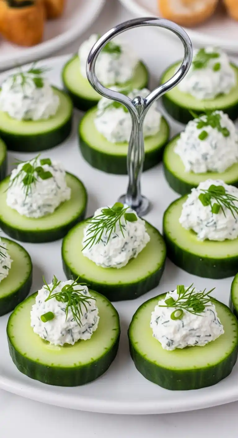 Bridal Shower Appetizers: 17 Easy & Elegant Ideas 6 2. Cucumber and Herb Cream Cheese Bites