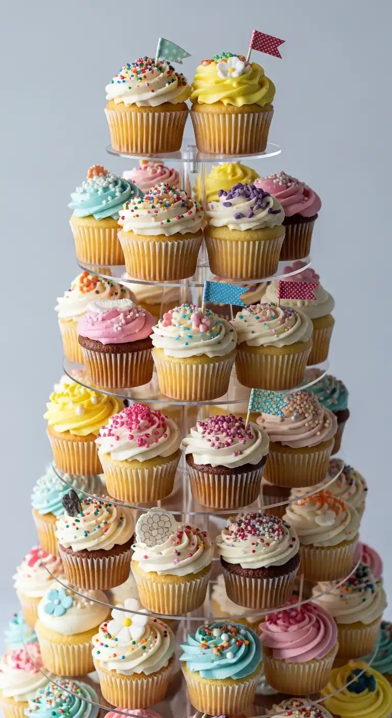 21 Delicious Birthday Party Desserts to Try 6 2. Cupcake Tower Delights
