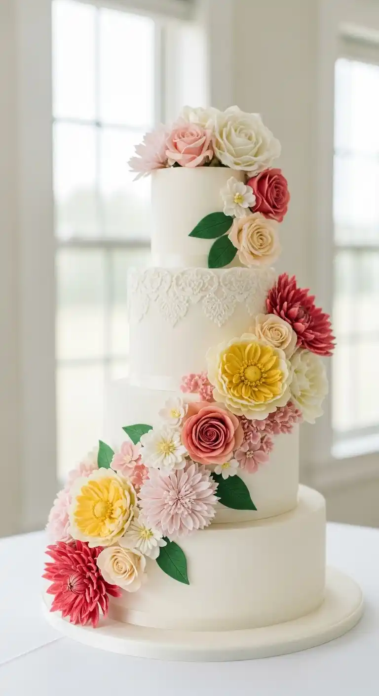 Wedding Anniversary Cake Designs for Every Style 6 2. Floral-Themed Wedding Anniversary Cake Design