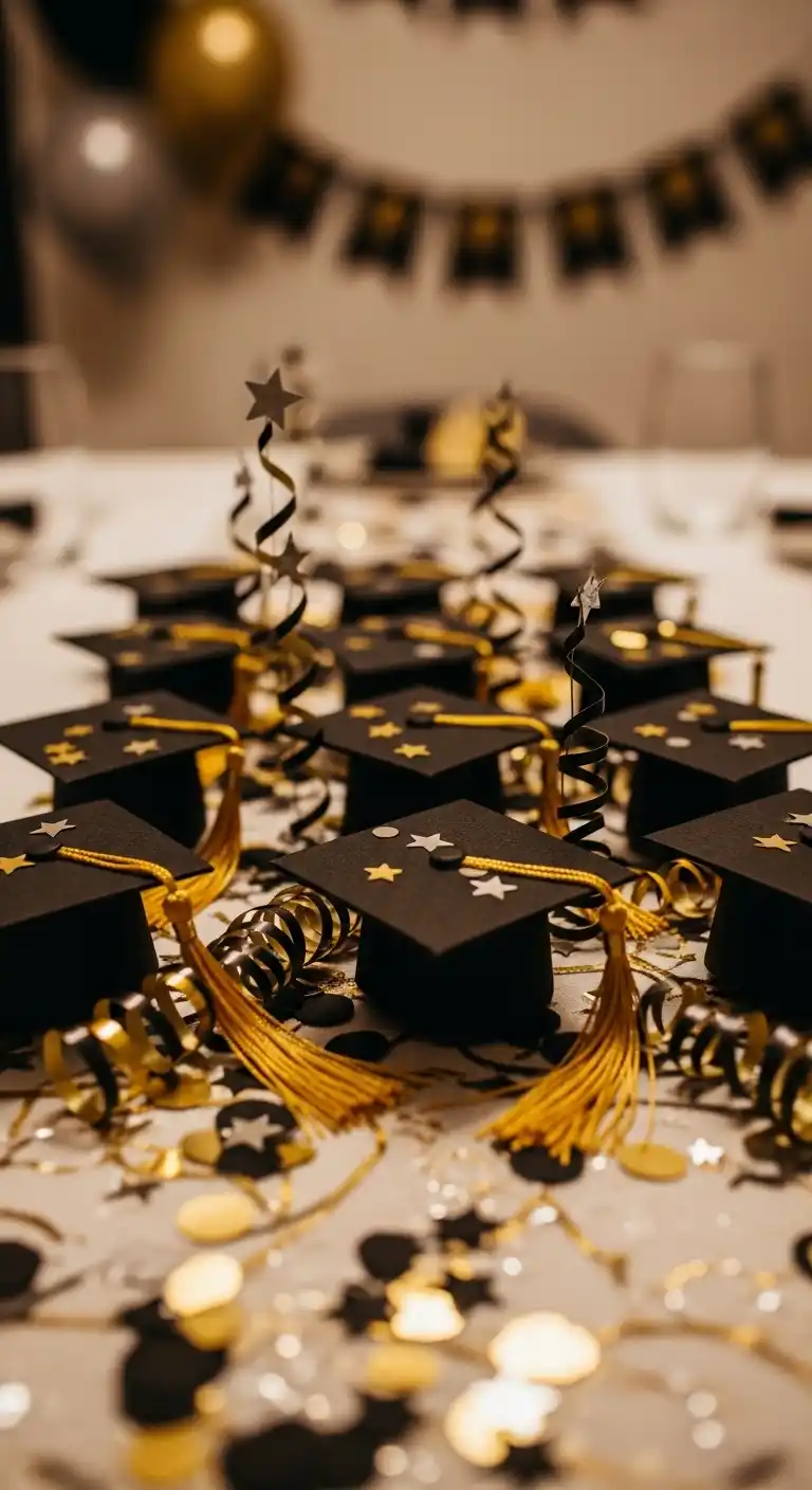 21 Stylish Graduation Party Table Centerpieces 6 2. Graduation Cap Miniatures
