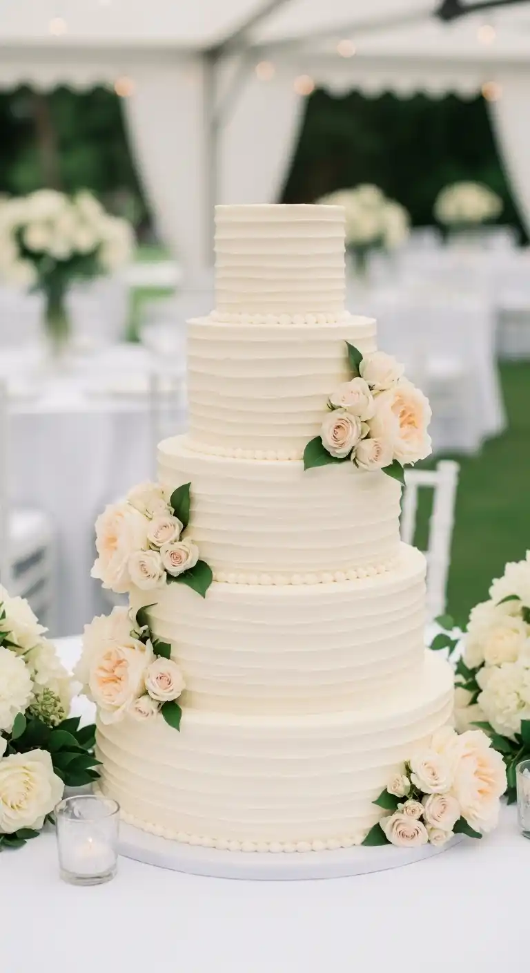 17 Neutral Wedding Cake Designs for a Timeless Look 5 2. Ivory Tiered Neutral Wedding Cake Designs with Soft Texture
