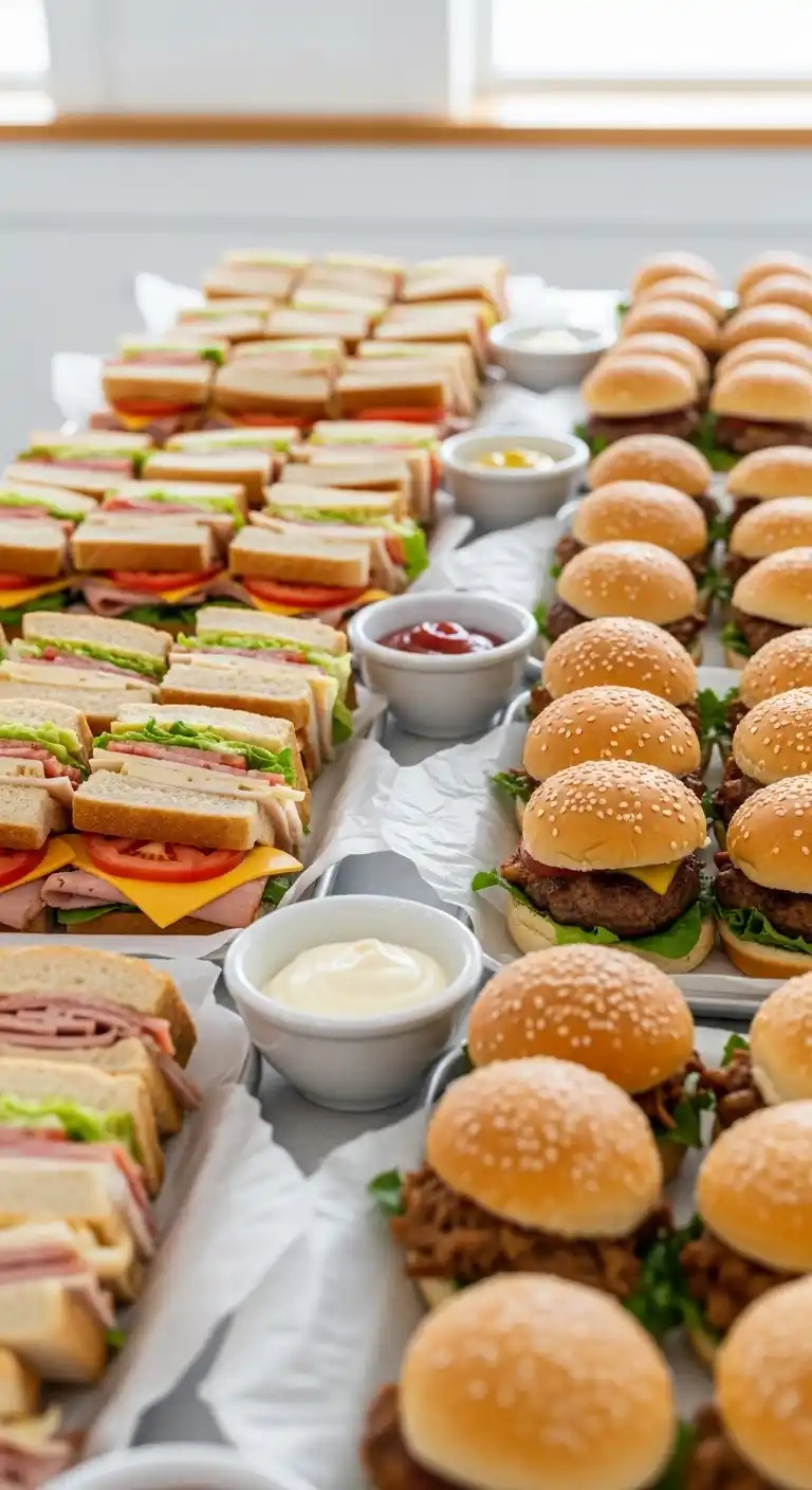 20 Stunning Graduation Party Food Table Looks 6 2. Mini Sandwich and Slider Graduation Party Food Table