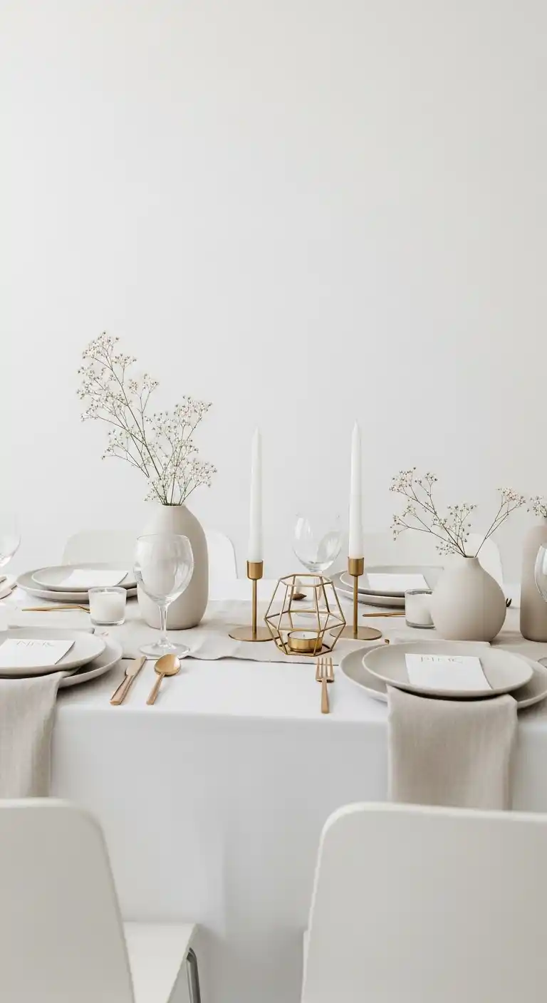 19 Beautiful Bridal Shower Table Looks 6 2. Minimalist Chic Bridal Shower Table Styling