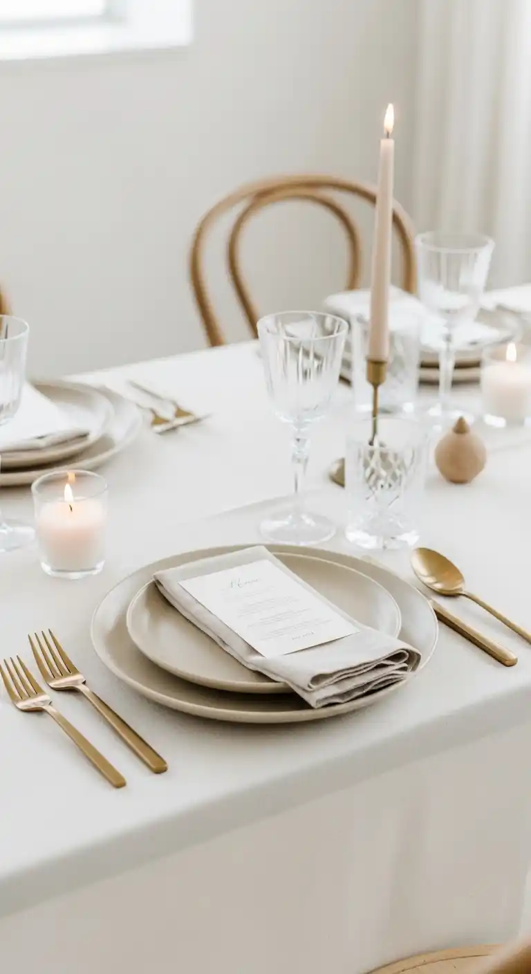 Neutral Wedding Ideas: 19 Elegant Inspirations 5 2. Minimalist Table Settings