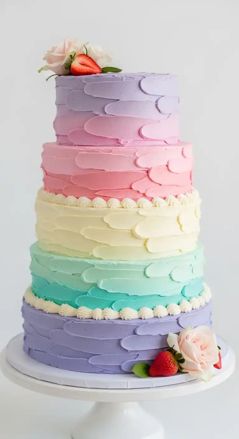 Engagement Party Cake Styles That Wow 6 2. Ombre Layer Cake with Pastel Shades