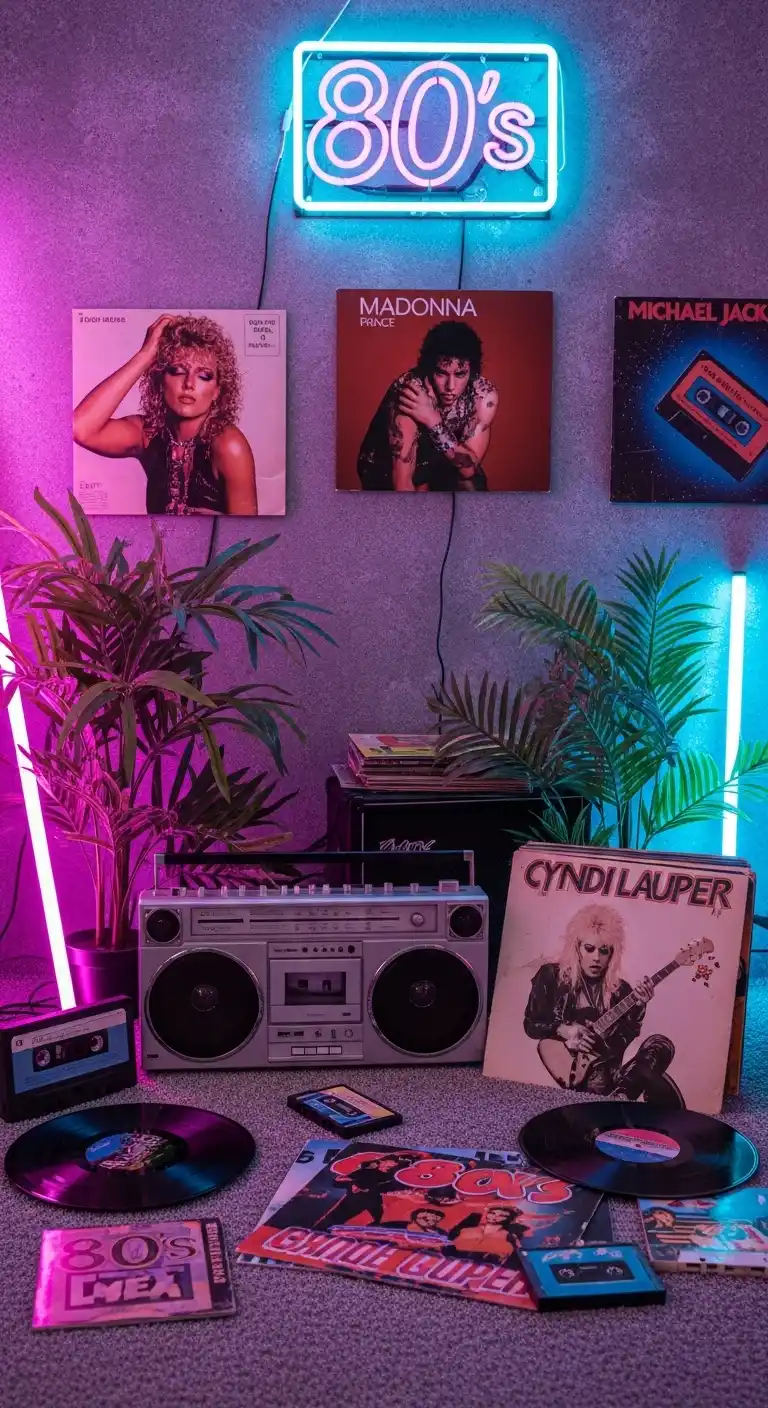 Bright & Bold: Bridal Shower 80s Theme Ideas 6 2. Retro Music Playlist to Set the Mood