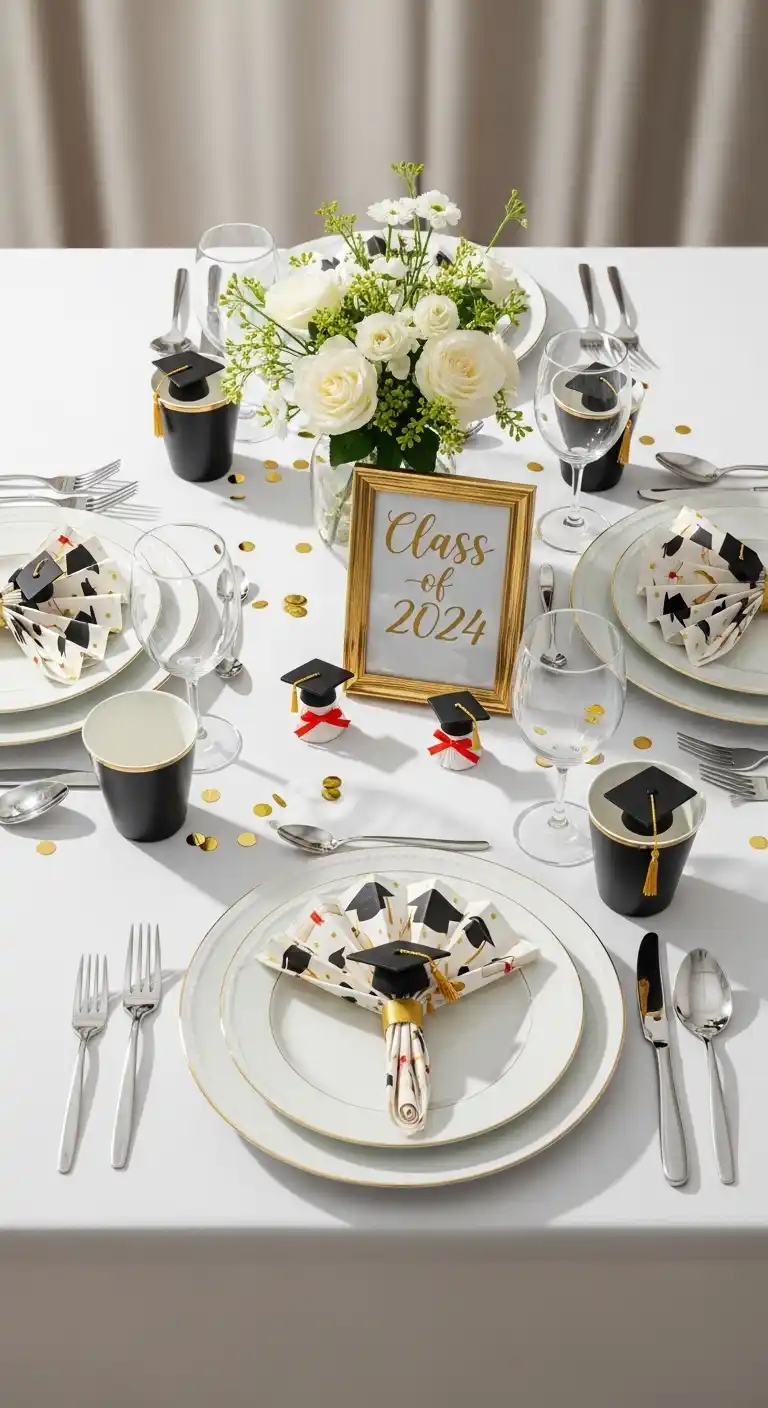 15 Graduation Party Supplies That Make Celebration Easy 6 2. Tableware and Table Decorations