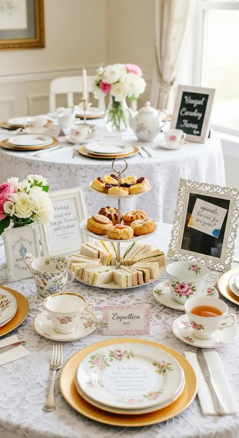 15 Charming Bridal Shower Themes You’ll Adore 6 2. Vintage Tea Party Bridal Shower Themes