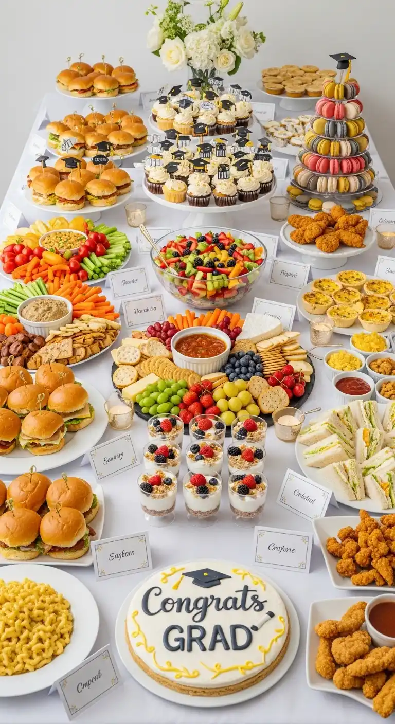 20 Stunning Graduation Party Food Table Looks 24 20. Balanced Variety Graduation Party Food Table